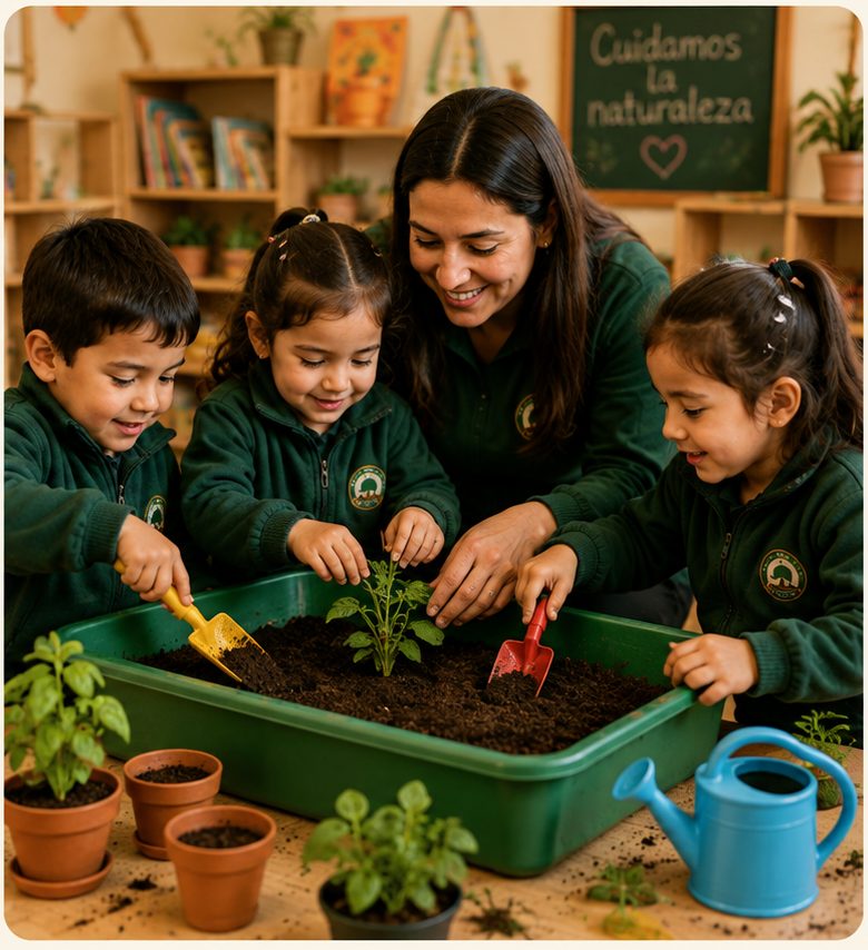 Taller de jardinería con las educadoras